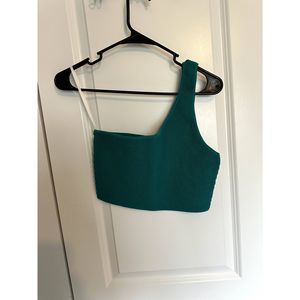 ARITZIA BABATON SCULPT KNIT ONE SHOULDER TANK TURQUOISE / EMERALD GREEN SZ LARGE